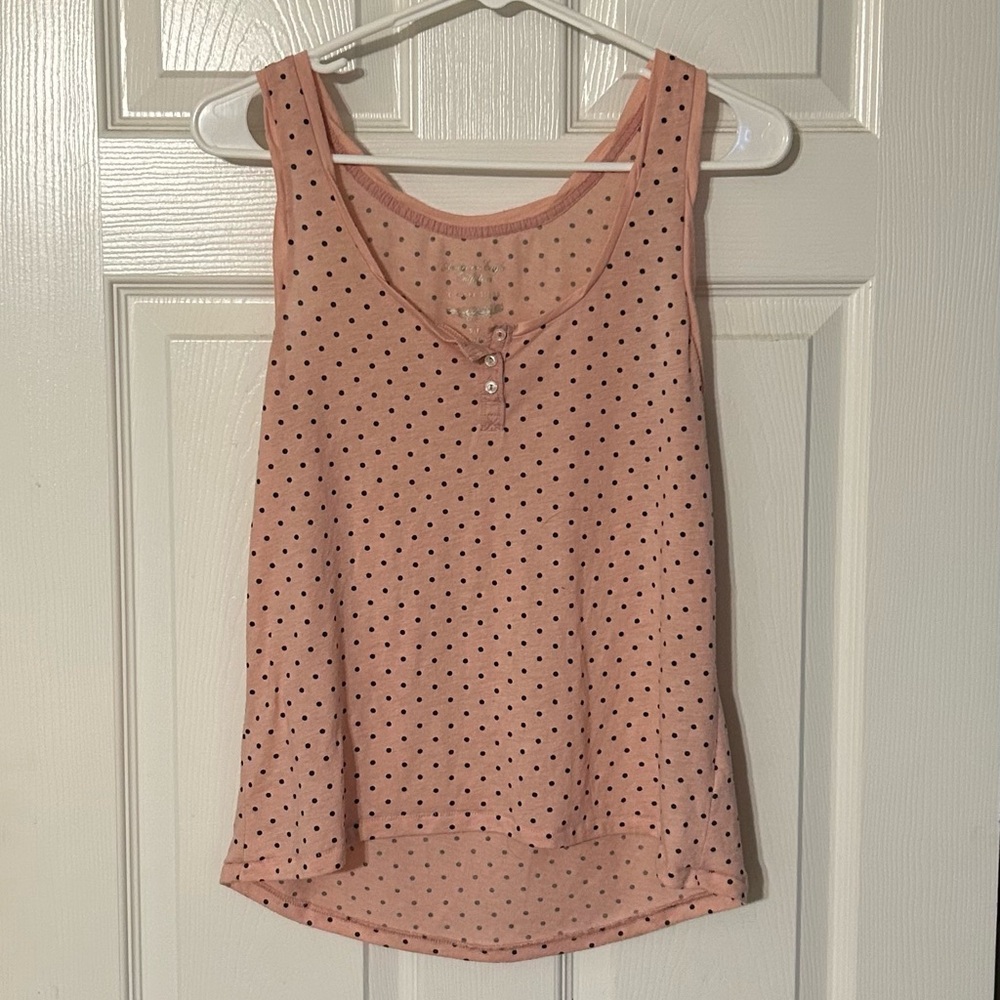 American‎ Eagle Outfitters Peach Tank Top with Polka Dots